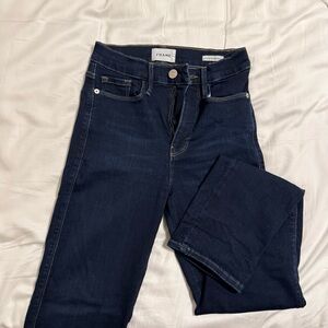 FRAME Jeans Le Sylvie High-Rise Slender Straight-fit Size 24 Dark Wash Denim